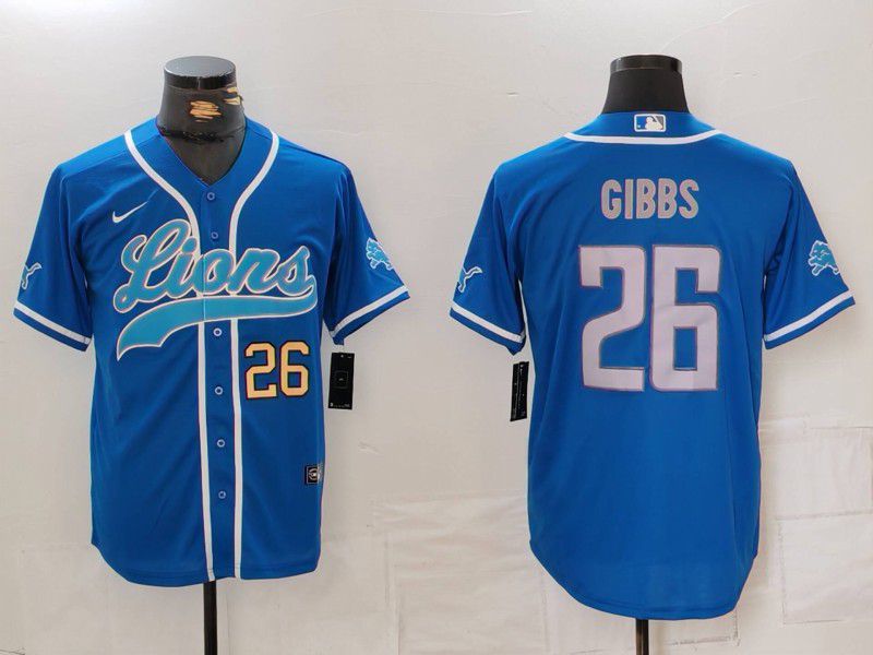 Men Detroit Lions #26 Gibbs Blue Second generation joint name 2024 Nike Limited NFL Jersey style 1->detroit lions->NFL Jersey